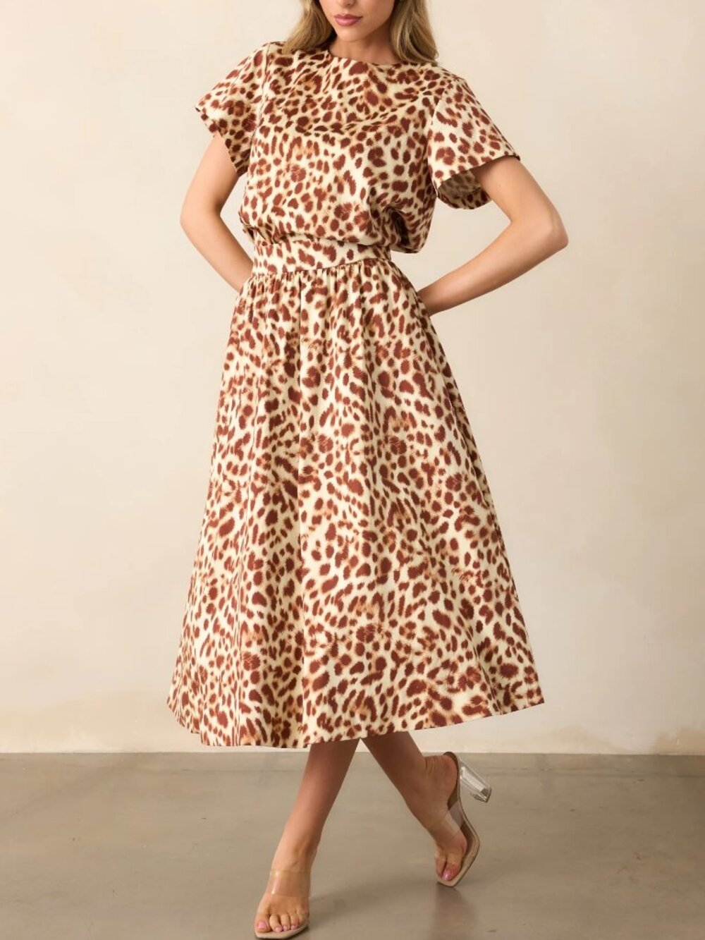 Prosperina Erica Brown Leopard Print Cotton Midi Skirt Size Small NWT